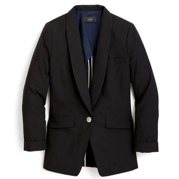 BOGO! J. Crew Unstructured Blazer Black Cotton Linen Size 0 - Picture 1 of 9